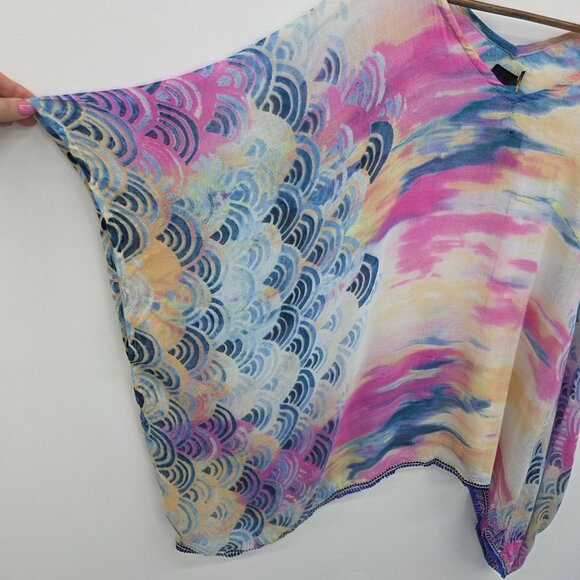 Mona B Womens Watercolor Swimsuit Coverup One Size Sheer Beach Vacation NWT - Picture 7 of 13